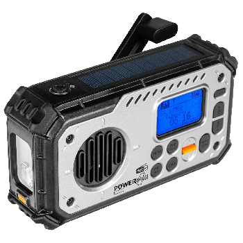 POWERplus Bison Solární rádio DAB, FM s dynamem, powerbankou a světlem