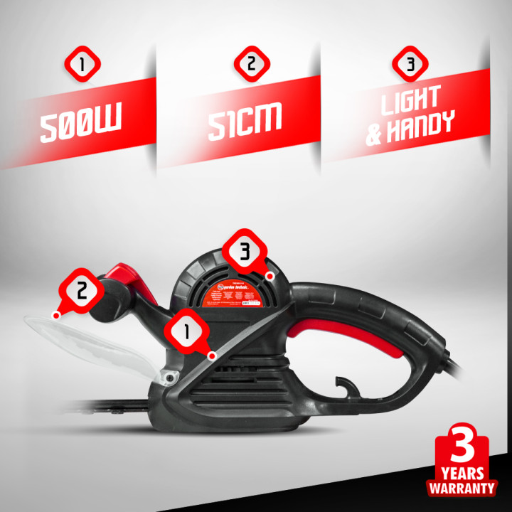 Taille haies électrique 500W - Lame 51cm - Elem Garden