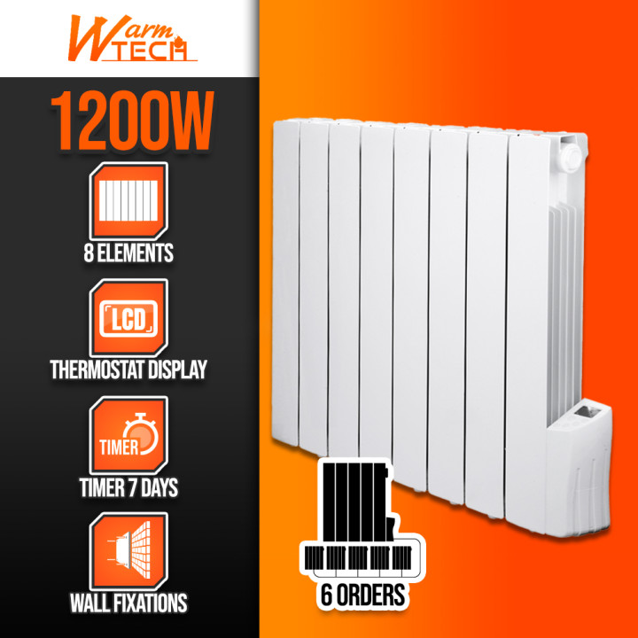 Radiateur à inertie fluide 1200W 8 éléments - Warm Tech