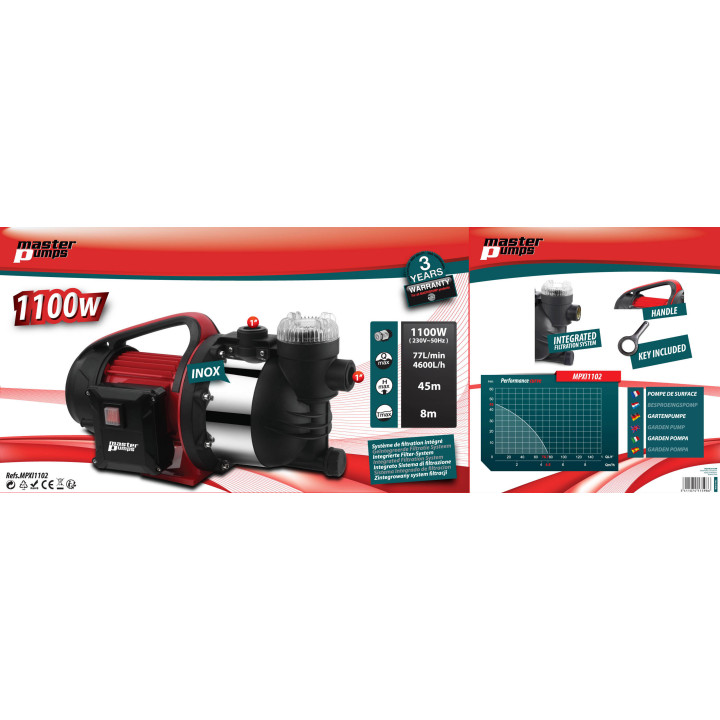 Pompe d arrosage Inox 1100W - Master Pumps