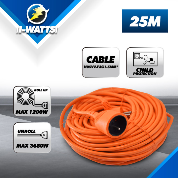 Allonge électrique 25M-3G*1.5MM2-orange