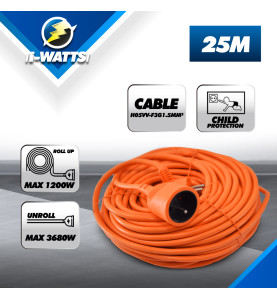 Allonge électrique 25M-3G*1.5MM2-orange