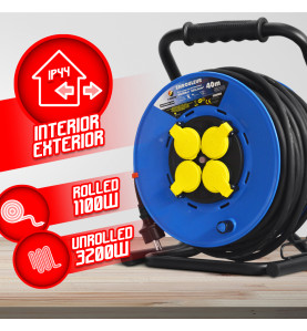 Enrouleur 4 prises-h07rn-3g2.5MM²-40M -I-watts Pro