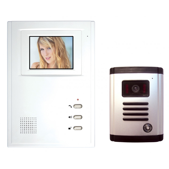 Interphone vidéo noir et blanc équipé d’un écran n