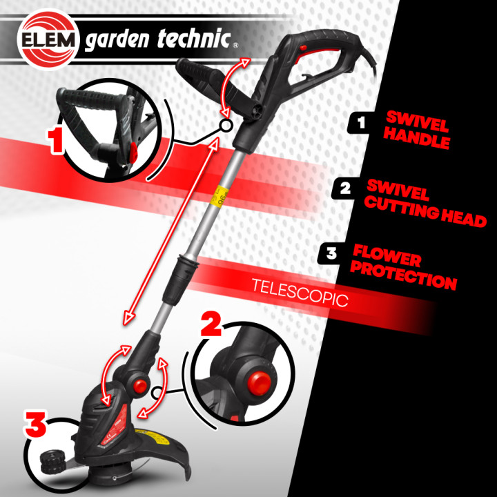 Coupe bordures électrique 550W - 30CM avec manche téléscopique