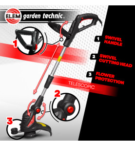Coupe bordures électrique 550W - 30CM avec manche téléscopique