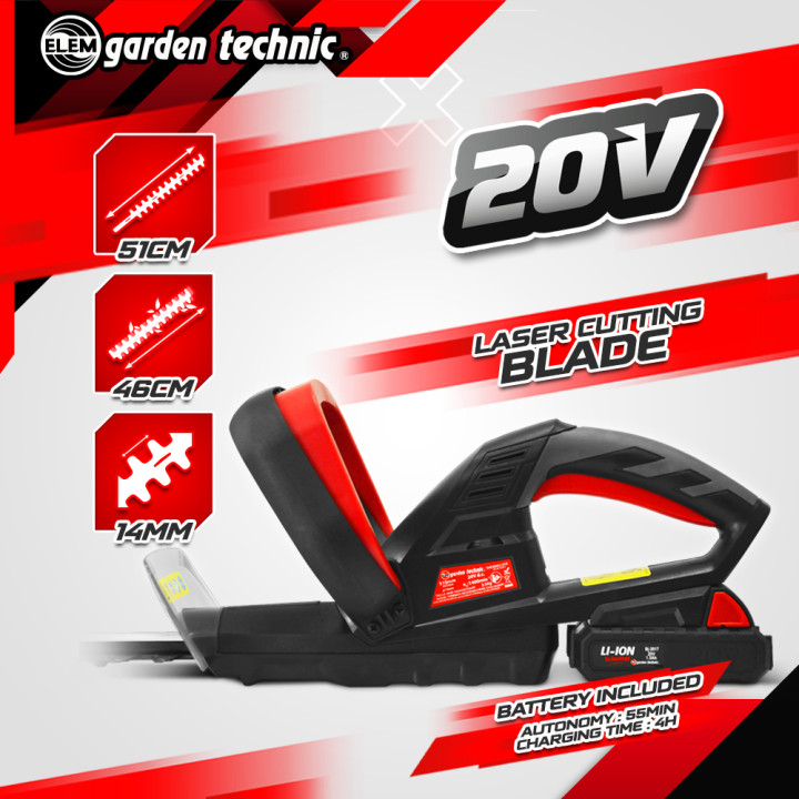 Taille haies rechargeable 20V lithium - 46 cm - Capacité de coupe 14 mm