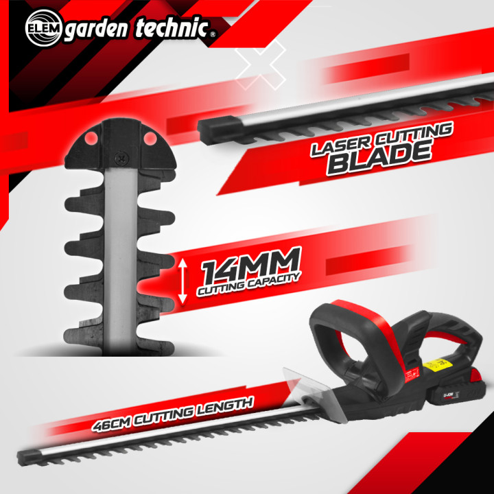 Taille haies rechargeable 20V lithium - 46 cm - Capacité de coupe 14 mm