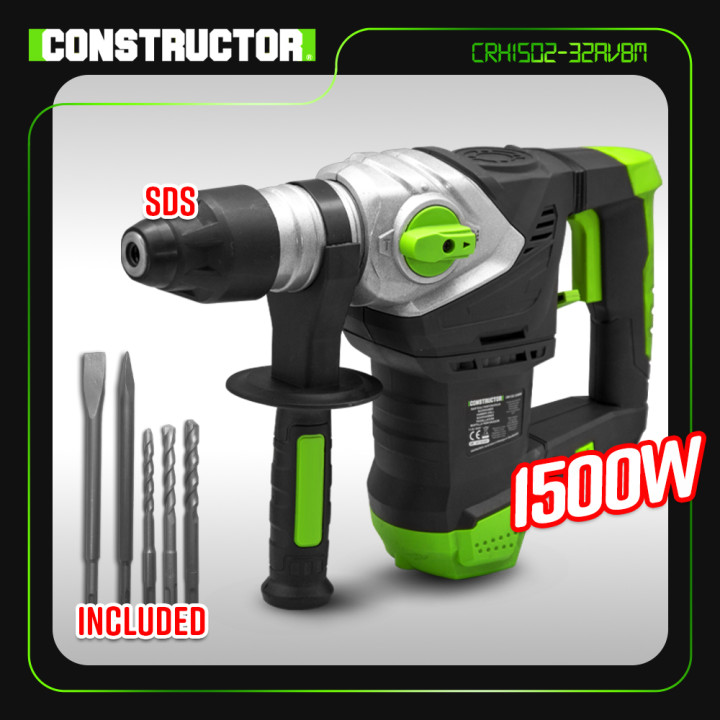 Marteau perforateur 1500W - 6 joules - Vitesse variable - avec coffret Constructor