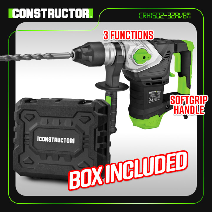 Marteau perforateur 1500W - 6 joules - Vitesse variable - avec coffret Constructor