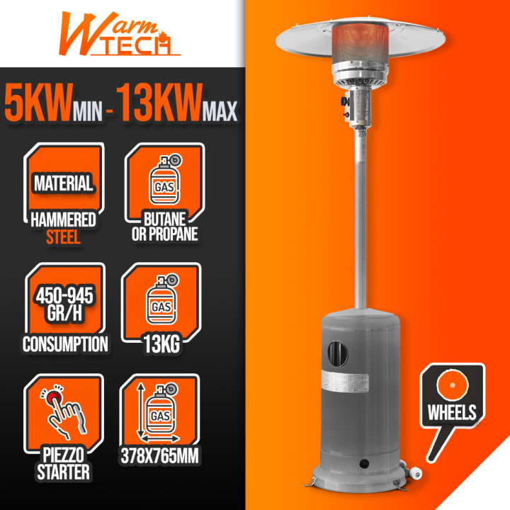 Chauffage de terrasse au gaz 13Kw avec roues - Warm Tech