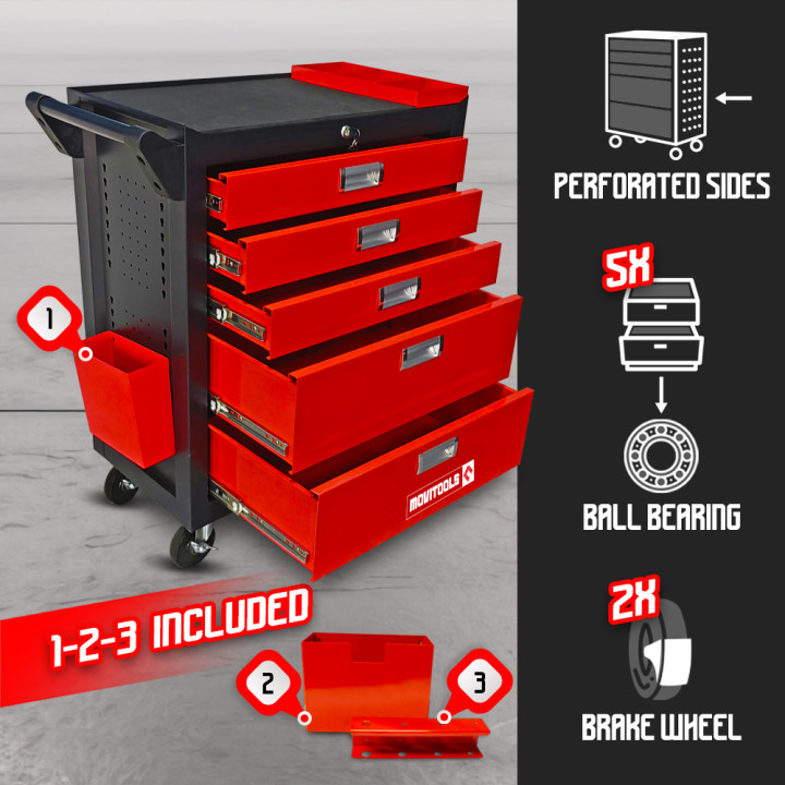 Servante d'atelier 5 tiroirs + accessoires - Movitools