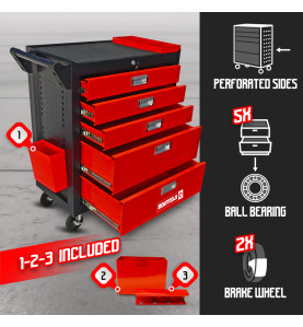 Servante d'atelier 5 tiroirs + accessoires - Movitools