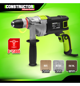 Perceuse à percussion 850W - Mandrin Auto. 13mm - Carter en métal - Régulateur de vitesse électronique