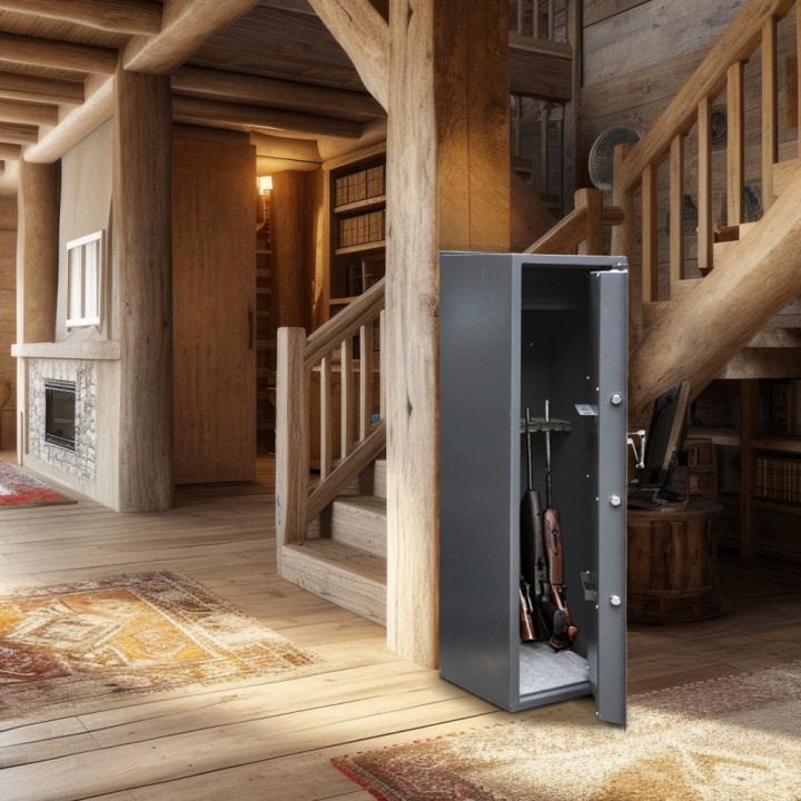 Armoire à fusils 500X340X1450mm avec coffre intérieur - 12 fusils - Workmen Security