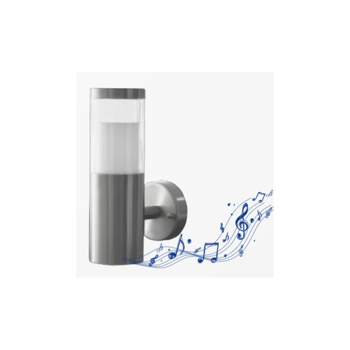 Applique murale extérieure Inox LED 7W + Bluetooth - Lumière blanc froid 6000K - IP44
