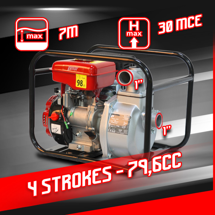 Pompe à eau thermique 4 temps 79.6cc 7000l/h - Master Pumps