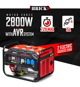 Groupe électrogène max 2800W - Essence - 2 prises - AVR - Brick