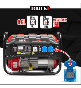 Groupe électrogène max 2800W - Essence - 2 prises - AVR - Brick