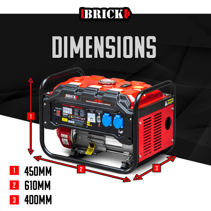 Groupe électrogène max 2800W - Essence - 2 prises - AVR - Brick