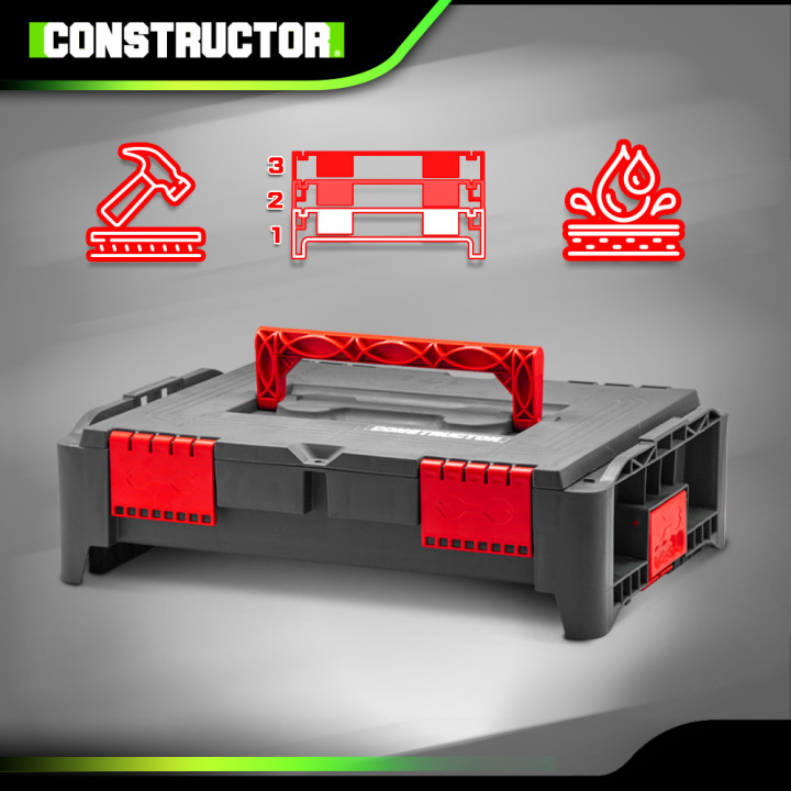 Boîte à outils empilable en plastique 46.4x33.5x14.2cm - Constructor