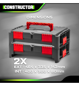 Lot de 2 coffrets empilables BEPS1 - Constructor