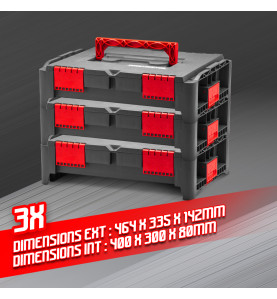Lot de 3 coffrets empilables BEPS1 - Constructor