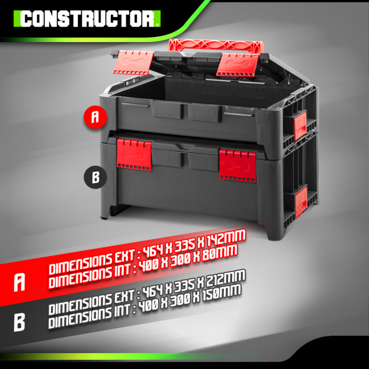 Lot de 2 coffrets empilables BEPS1 + BEPS2 - Const