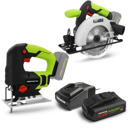 Kit 2 machines sans fil 20V (scie sauteuse et scie circulaire) + 1 batterie 2Ah - Constructor