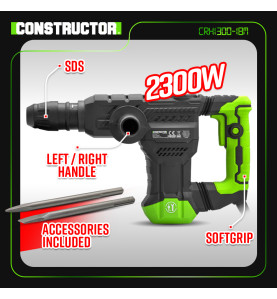 Marteau piqueur 1300W - 18 J - 3900 coups/minute - Constructor