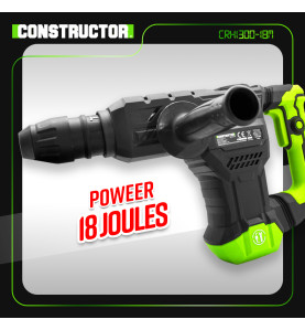 Marteau piqueur 1300W - 18 J - 3900 coups/minute - Constructor