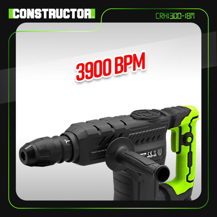 Marteau piqueur 1300W - 18 J - 3900 coups/minute - Constructor
