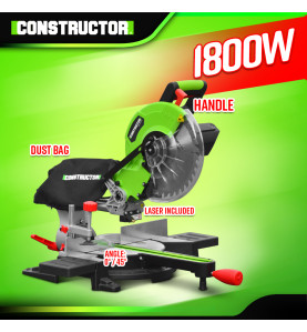 Scie à onglets radiale 1800W - Lame 254mm 36 dents - Constructor