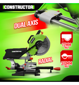 Scie à onglets radiale 1800W - Lame 254mm 36 dents - Constructor