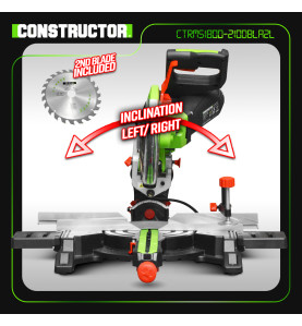 Scie onglets radiale 1800w-210mmavec laser et double inclinaison - Constructor