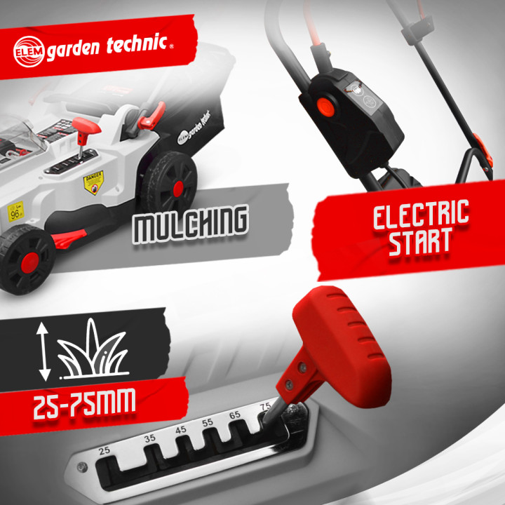 Tondeuse rechargeable 40V (2x20V) 37cm - Batteries et chargeur fournis - Elem Garden