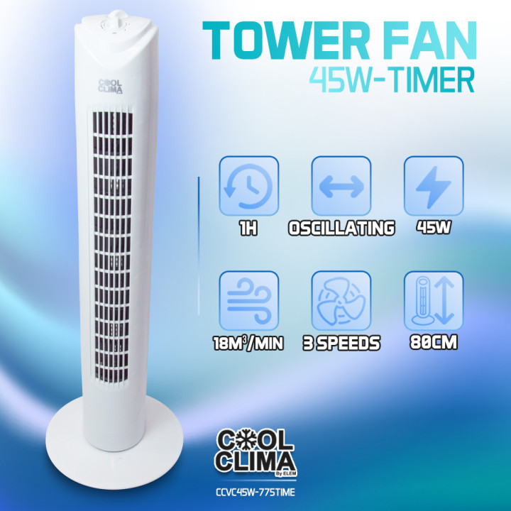 Ventilateur colonne 45W avec timer - Cool clima