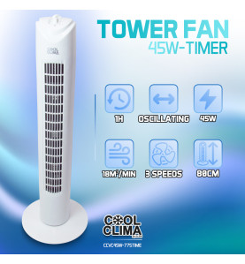 Ventilateur colonne 45W avec timer - Cool clima