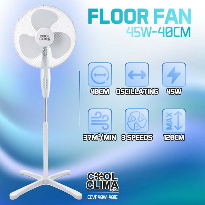 Ventilateur sur pied 45W - 40cm - Cool clima