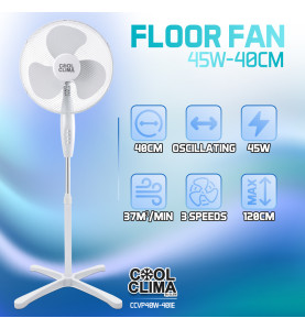 Ventilateur sur pied 45W - 40cm - Cool clima