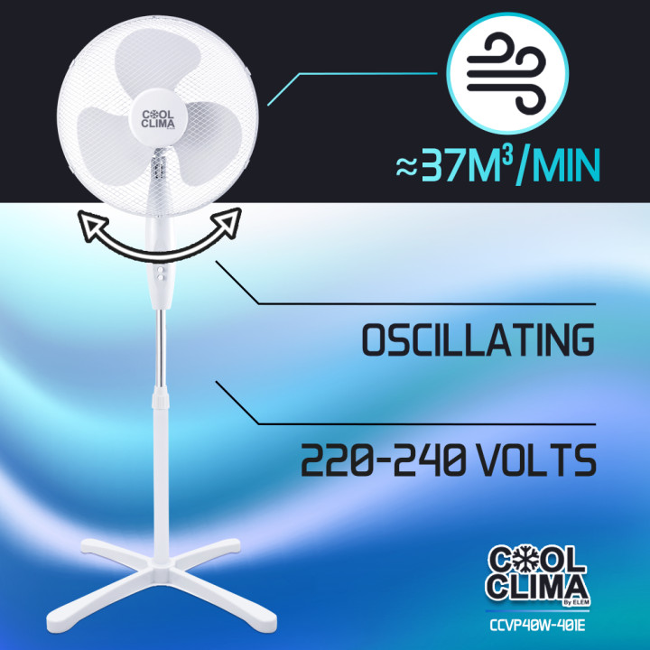 Ventilateur sur pied 45W - 40cm - Cool clima
