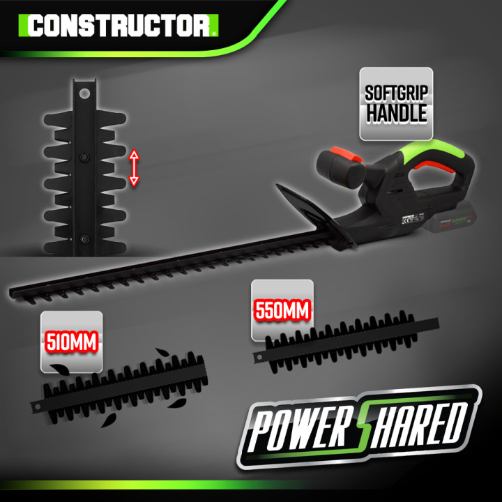 Taille haies 20v max sans batterie - Lame 55cm - Capacité de coupe 16mm -  Constructor