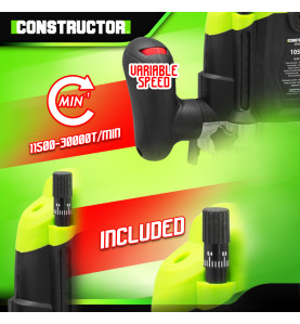 Défonceuse 1050W, pinces de serrage dimaètre 6 et 8 mm avec accessoires - Constructor