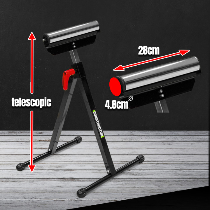 Servante à rouleau téléscopique - Réglable de 68 à 110 cm, Charge Max 90 kg - CONSTRUCTOR