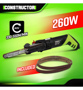 Lime électrique 260W - Vitesse variable - 130 mm + 2 bandes abrasives