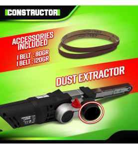 Lime électrique 260W - Vitesse variable - 130 mm + 2 bandes abrasives