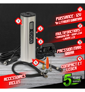 Compresseur rechargeable 12V + accessoires - Const