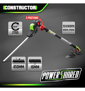 Taille haies sur perche 20V max sans batterie - Lame 51cm - Constructor
