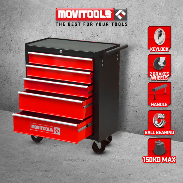 Servante d atelier métallique 5 tiroirs - Movitools