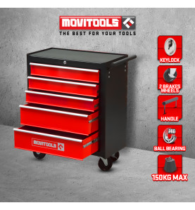 Servante d atelier métallique 5 tiroirs - Movitools